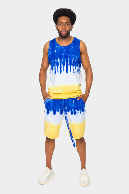 Colorblock Tie Dye Cotton Tank Top
