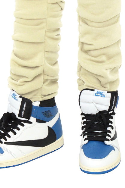 Men's Slim Flare Ruched Fleece Sweat Pants