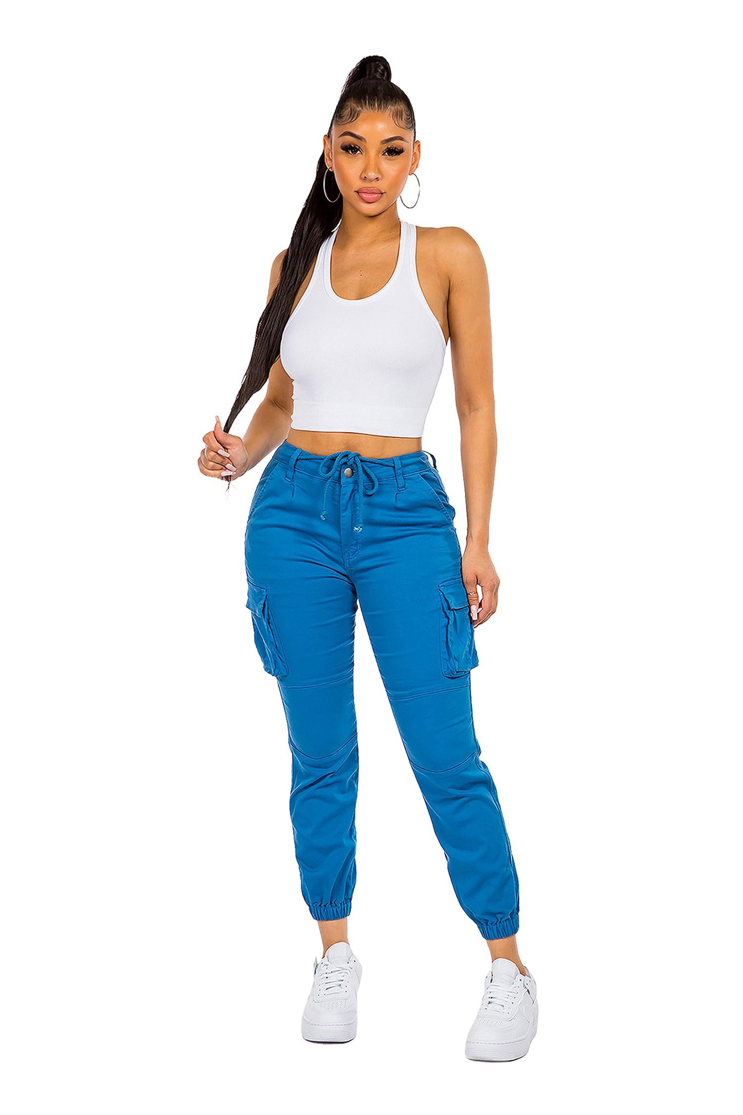 Women's Essential Basic Cropped Colored Cargo Joggers (New Colorways)