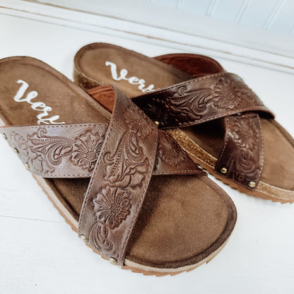 Jaycee Tooled Sandal - Brown