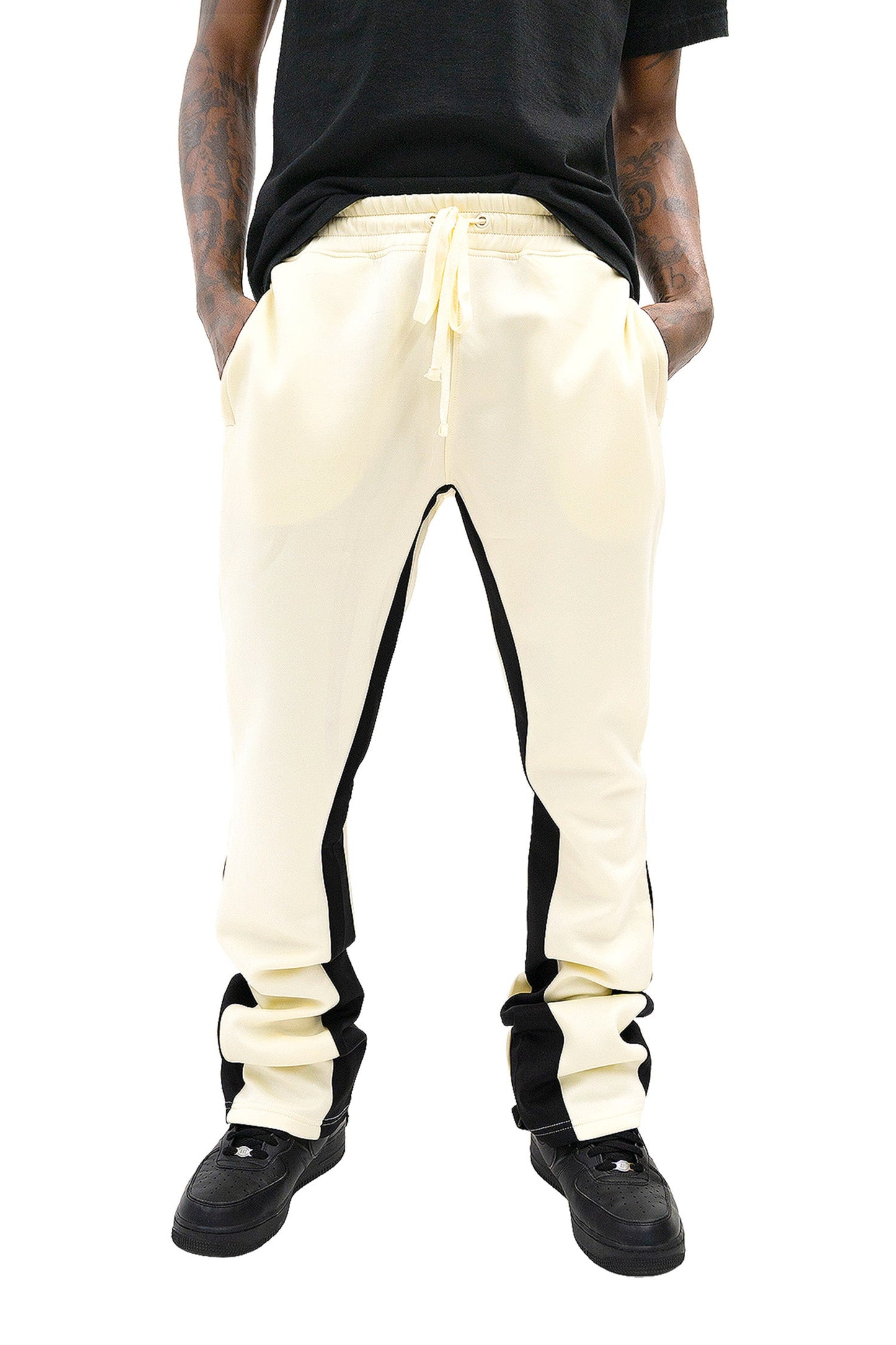 Men's Striped Stacked Flared Track Pants