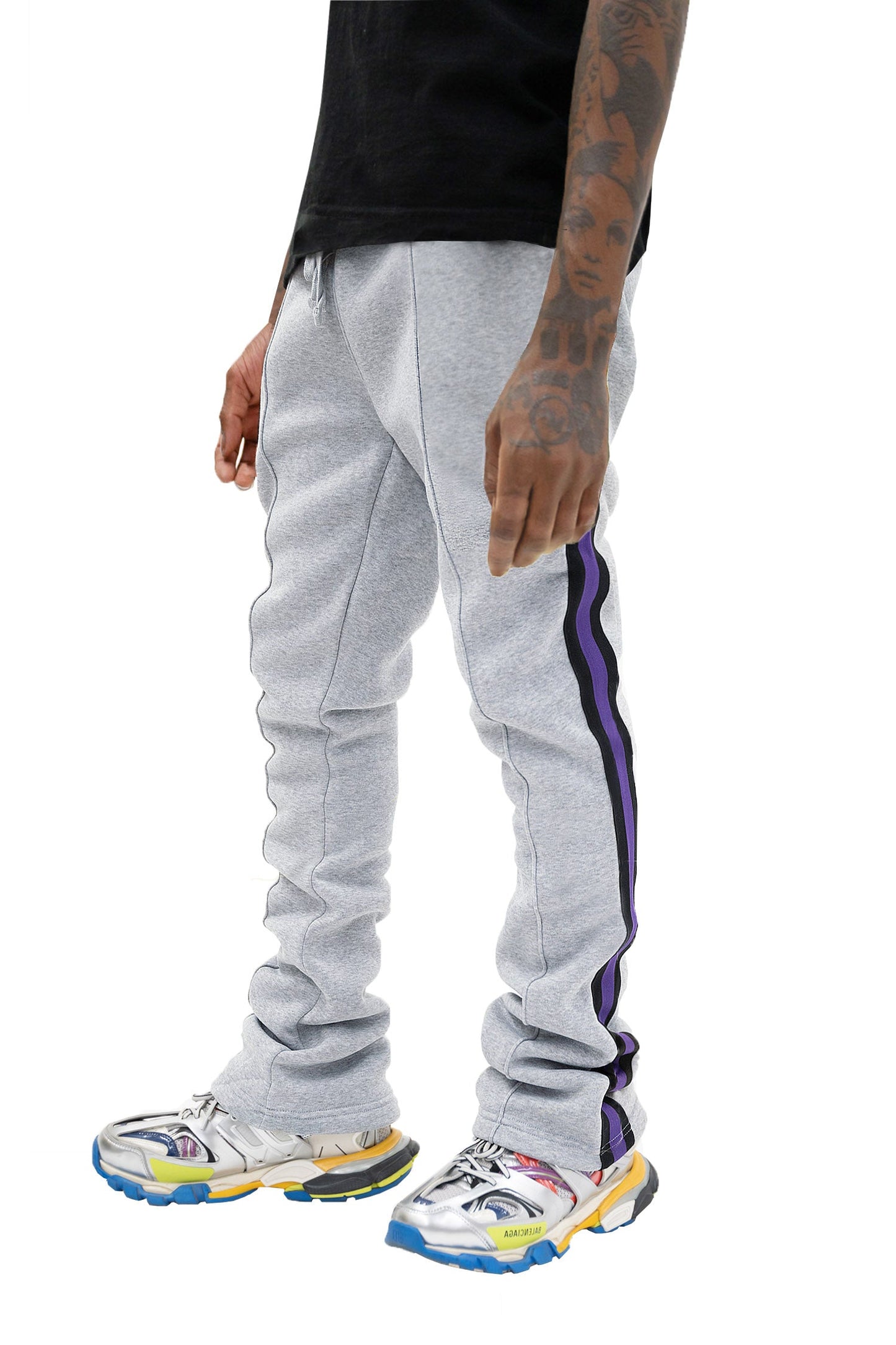 Men's Side Stripe Fleece Stacked Sweat Pants
