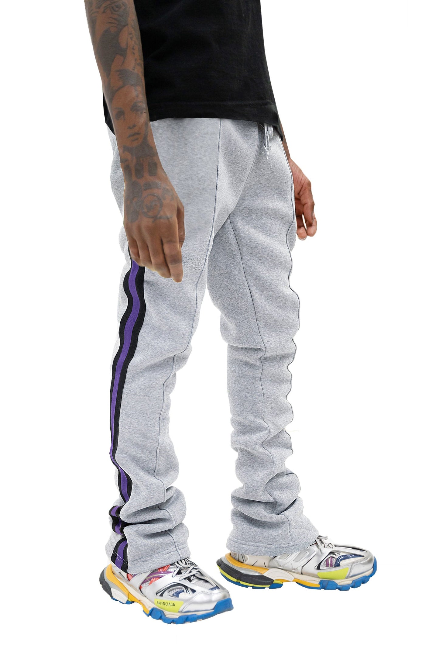 Men's Side Stripe Fleece Stacked Sweat Pants