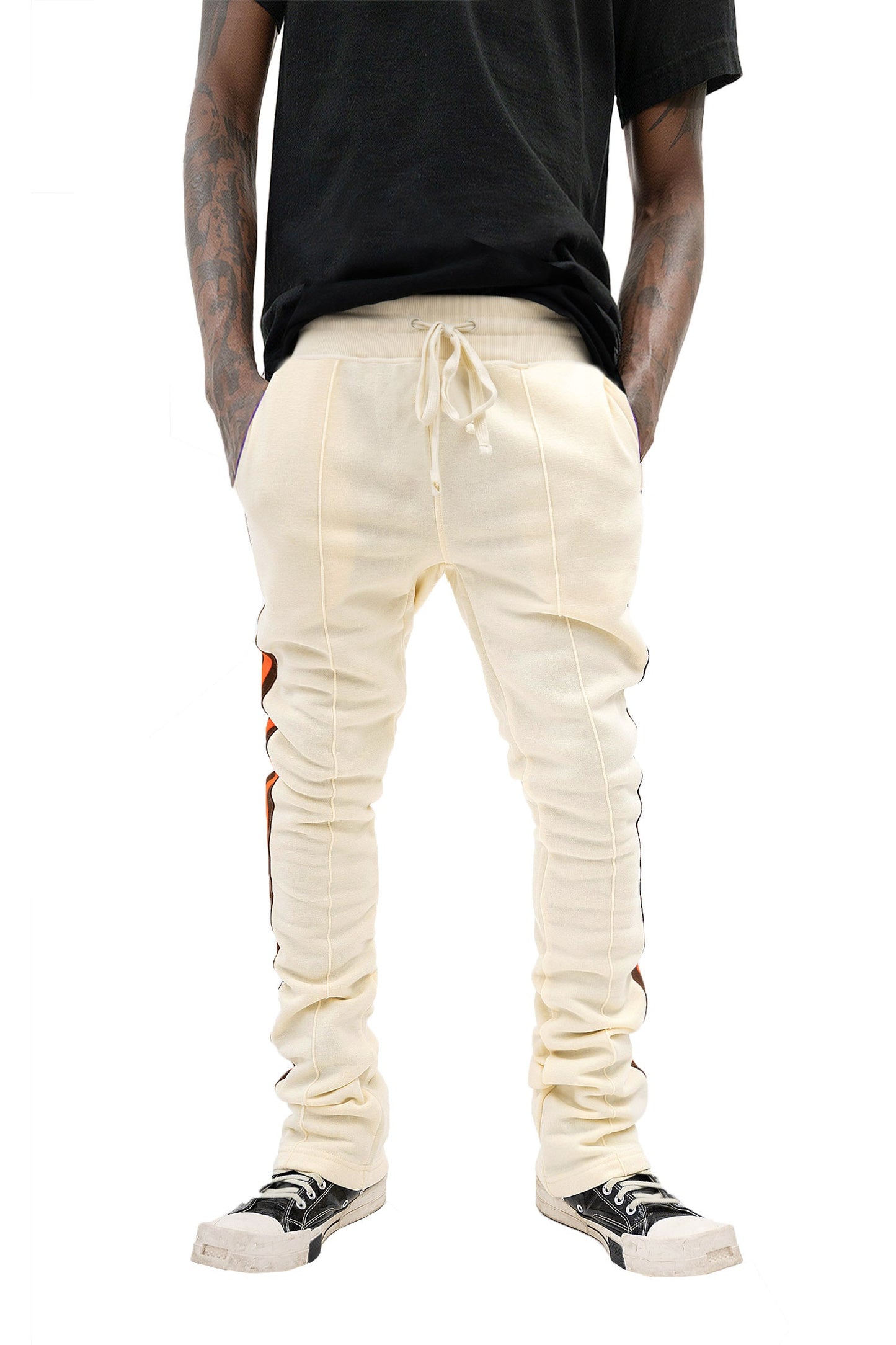 Men's Side Stripe Fleece Stacked Sweat Pants