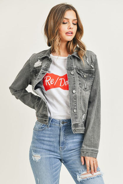 In A Flash Light Grey Jean Jacket