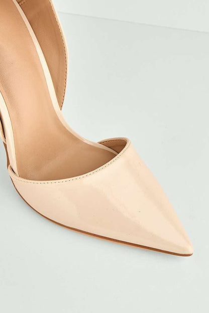 Milaya Cut-out Side Pointed Toe Court Shoes in Nude