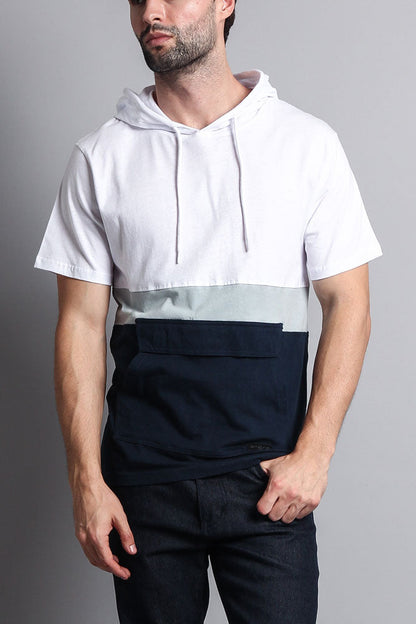 Short Sleeve Color Block Hooded Anorak
