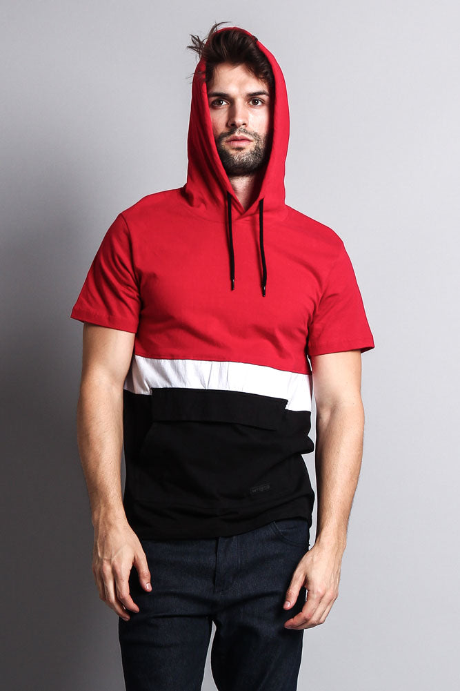 Short Sleeve Color Block Hooded Anorak