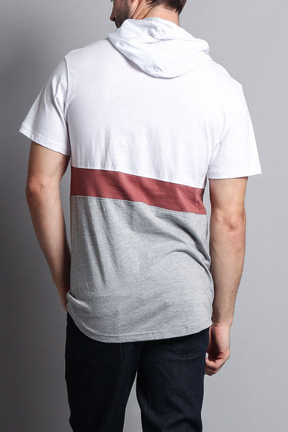 Short Sleeve Color Block Hooded Anorak