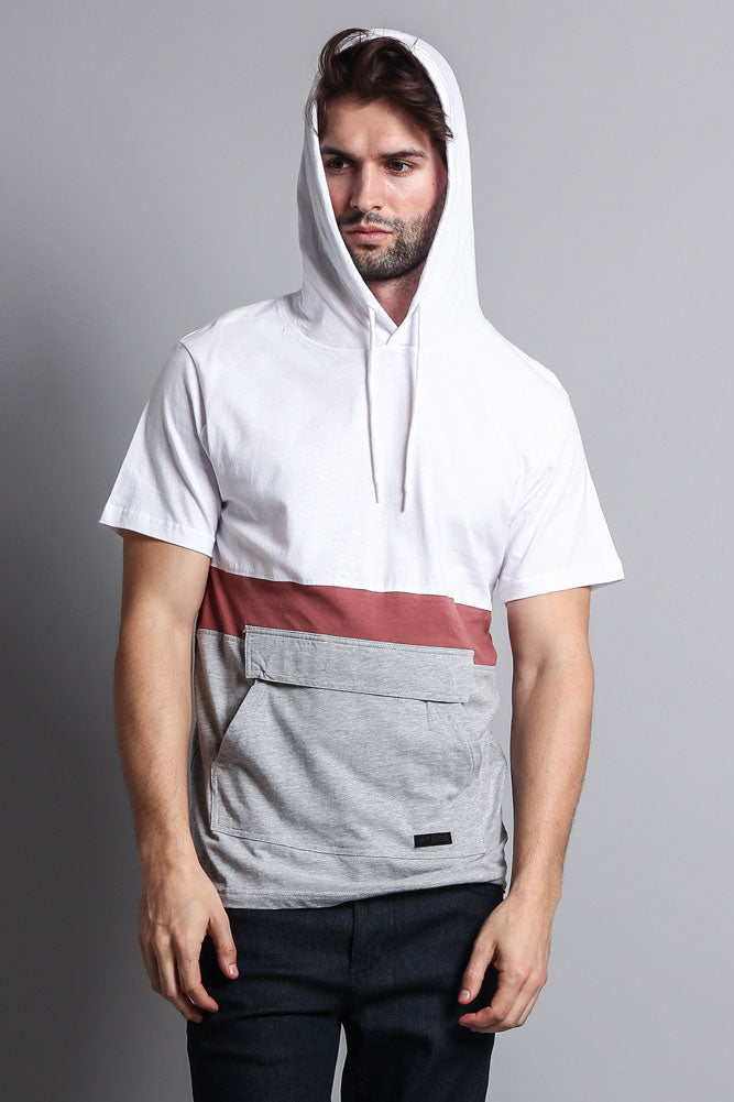 Short Sleeve Color Block Hooded Anorak