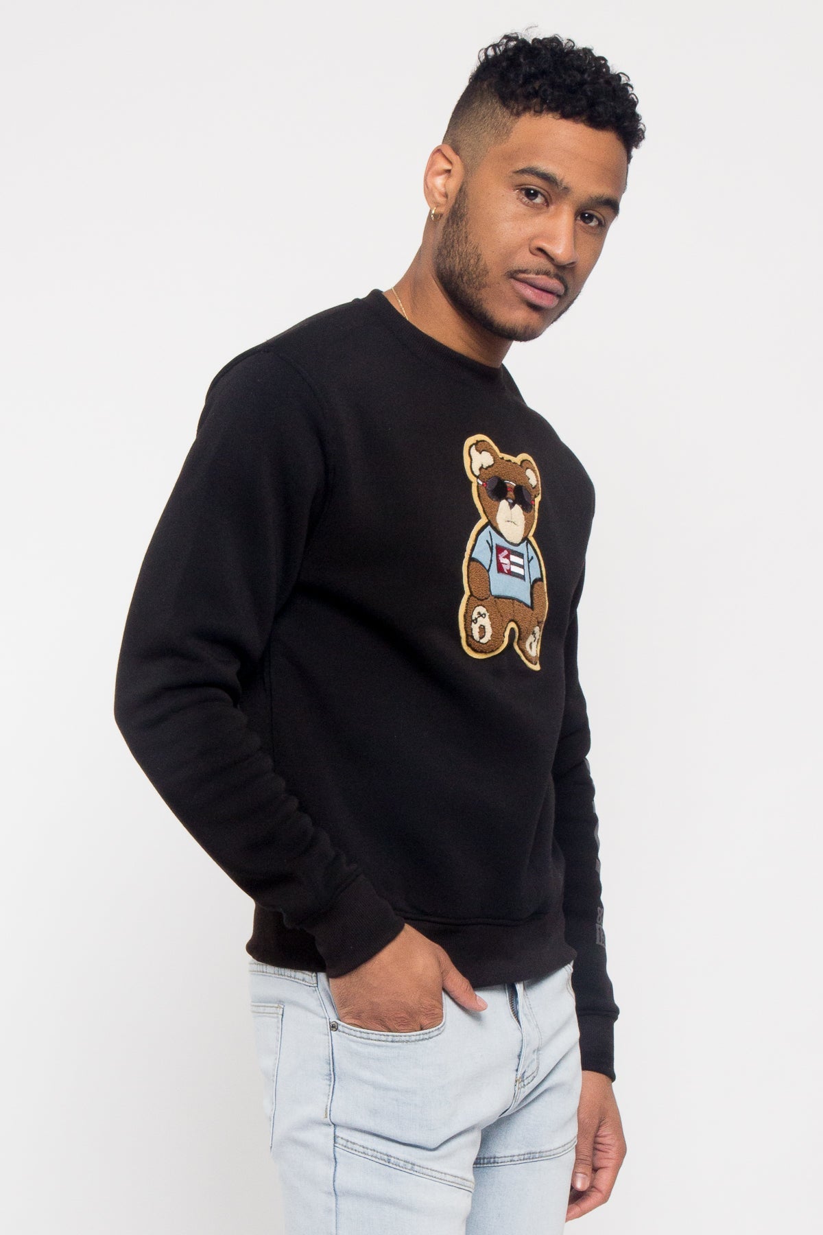 Chenille Bear Patch Fleece Crewneck