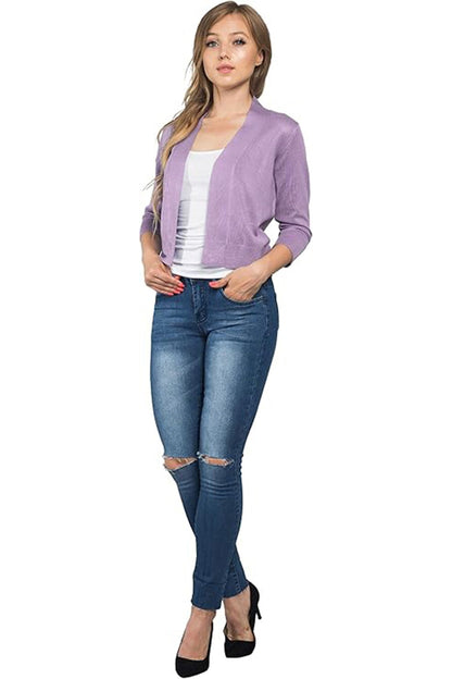 Women's Classic 3/4 Sleeve Cropped Cardigan
