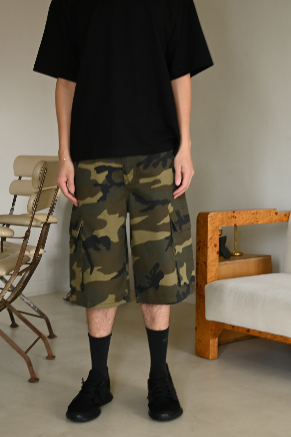 Baggy Fit Cargo Camo Shorts