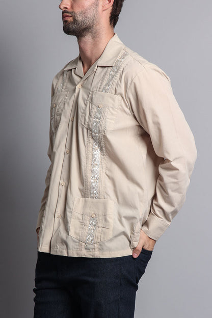 Men's Long Sleeve Cuban Style Guayabera Shirt