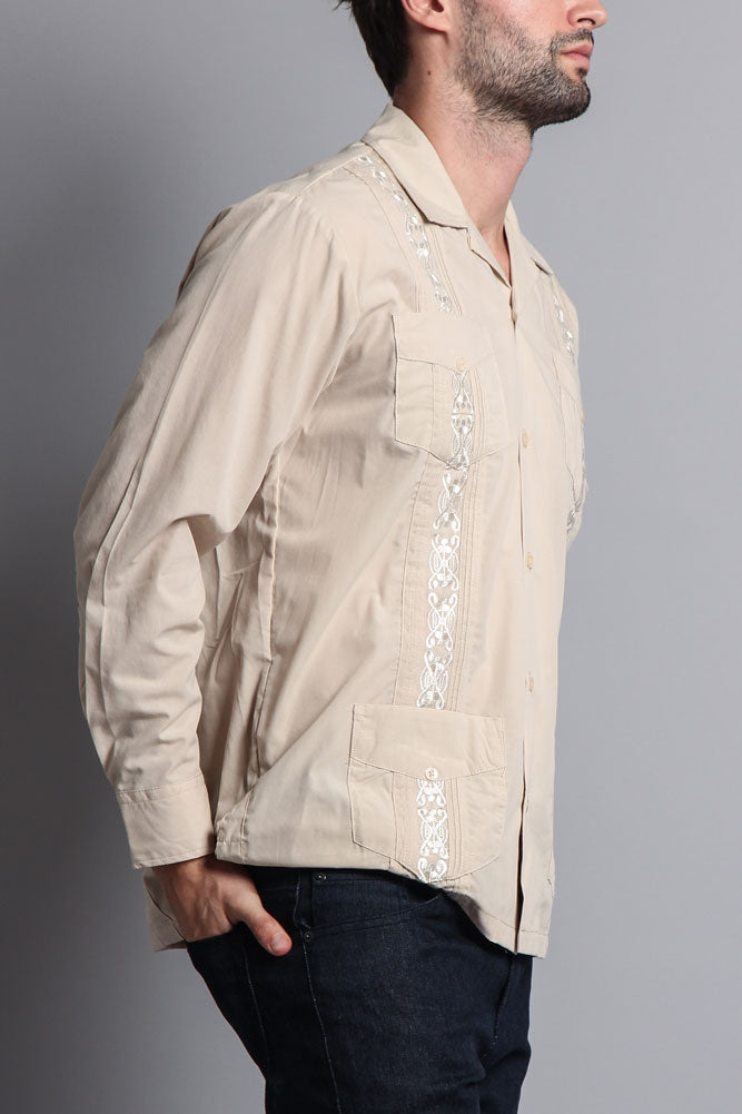Men's Long Sleeve Cuban Style Guayabera Shirt