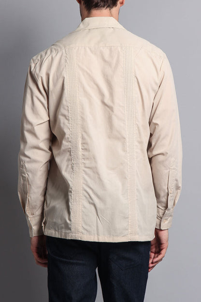 Men's Long Sleeve Cuban Style Guayabera Shirt