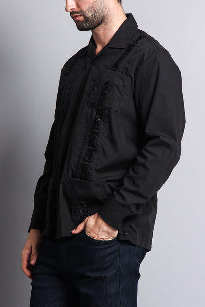 Men's Long Sleeve Cuban Style Guayabera Shirt