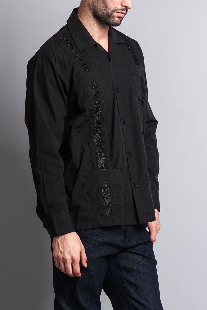 Men's Long Sleeve Cuban Style Guayabera Shirt