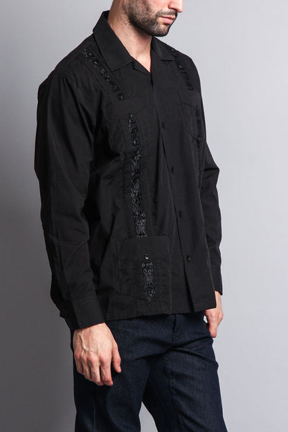 Men's Long Sleeve Cuban Style Guayabera Shirt