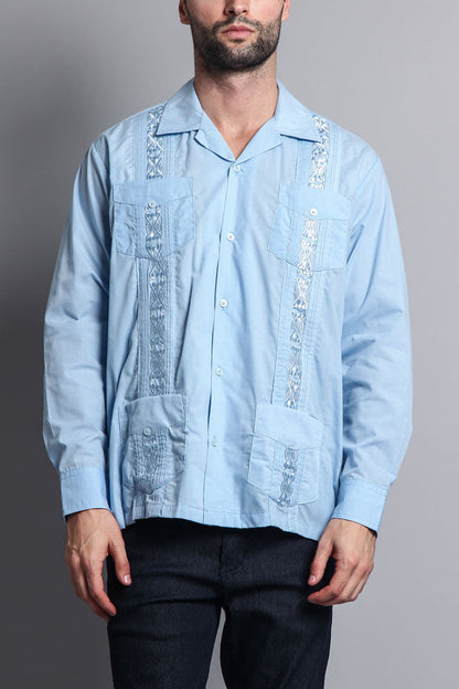 Men's Long Sleeve Cuban Style Guayabera Shirt