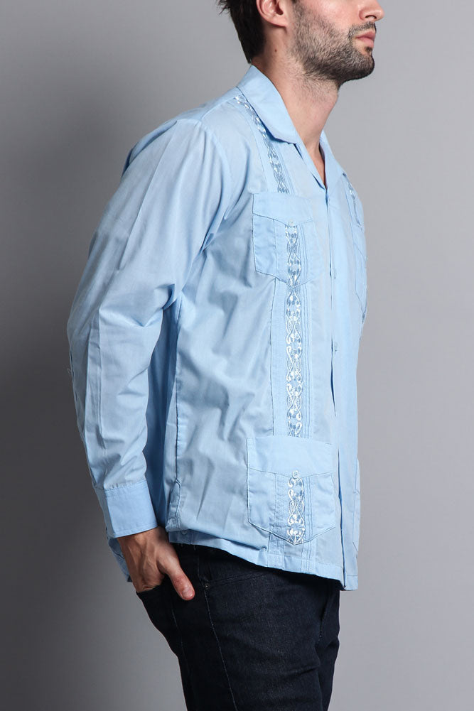 Men's Long Sleeve Cuban Style Guayabera Shirt