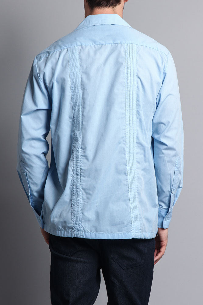 Men's Long Sleeve Cuban Style Guayabera Shirt