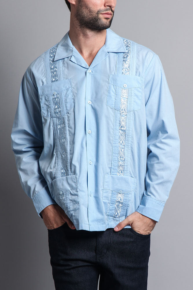 Men's Long Sleeve Cuban Style Guayabera Shirt