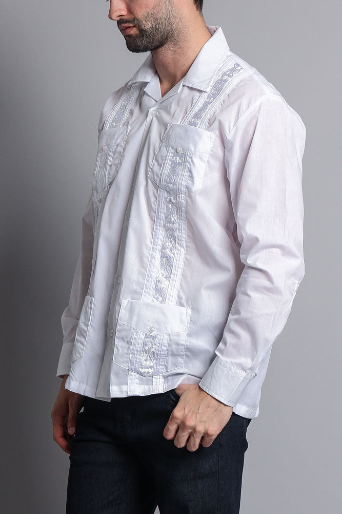 Men's Long Sleeve Cuban Style Guayabera Shirt
