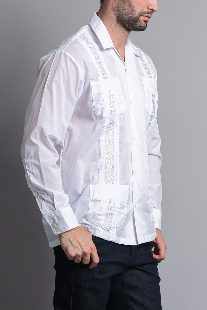 Men's Long Sleeve Cuban Style Guayabera Shirt