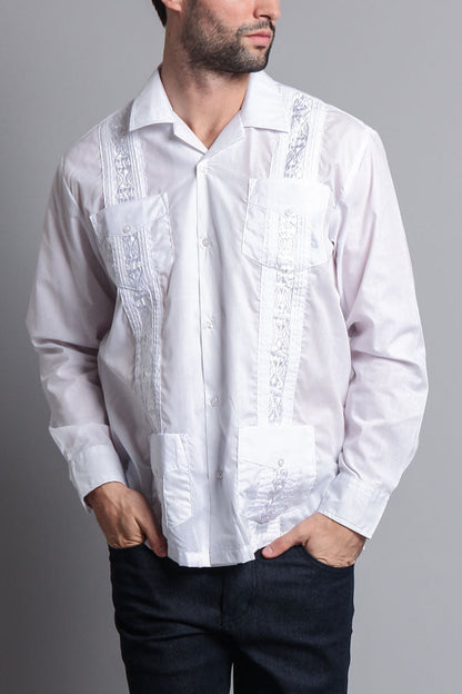 Men's Long Sleeve Cuban Style Guayabera Shirt