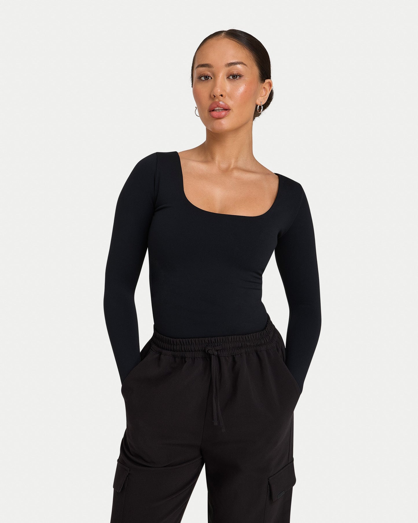 Womens Essential Dual Wear Long Sleeve Top