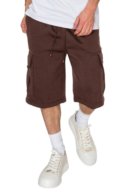 RESTRICT Baggy Fit Cargo Fleece Shorts