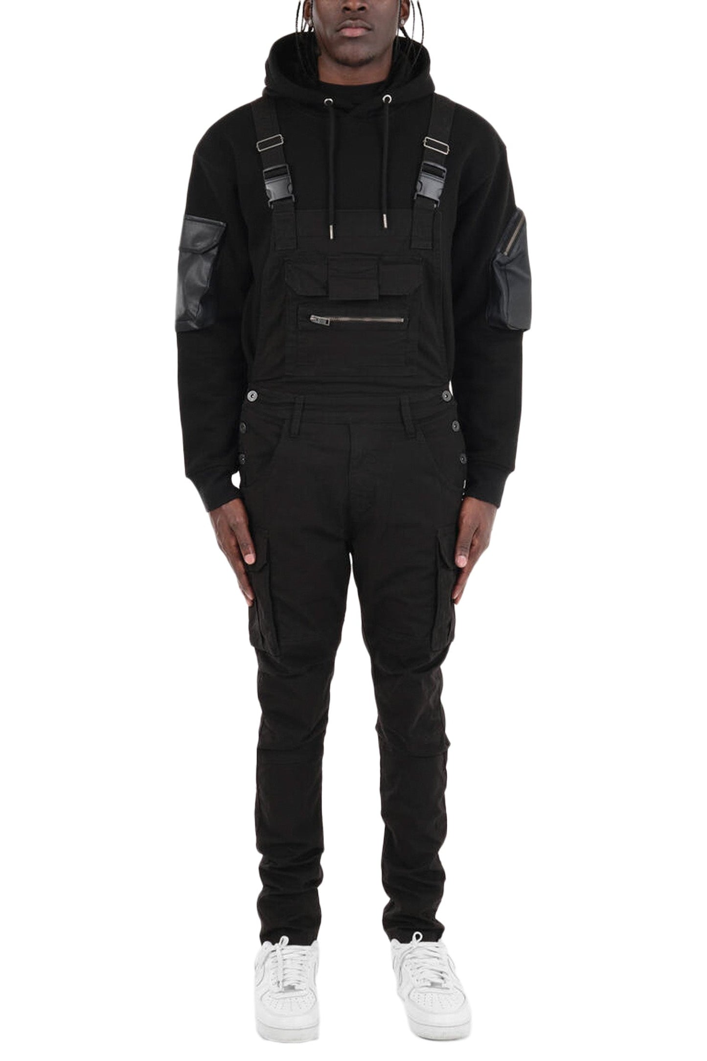 Men's Side Button Opening Cargo Pockets Overalls