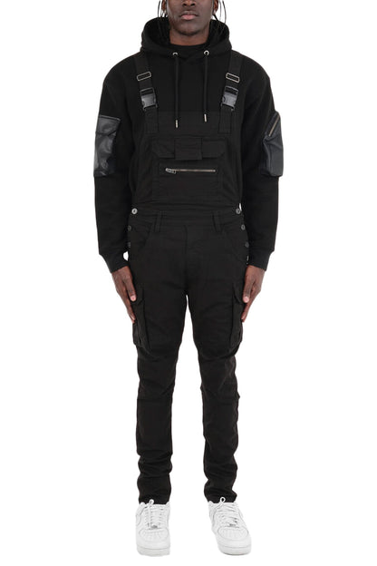Men's Side Button Opening Cargo Pockets Overalls