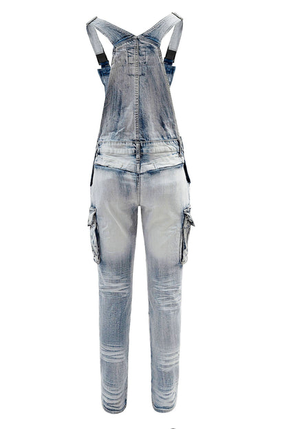 Men's Side Button Opening Cargo Pockets Overalls