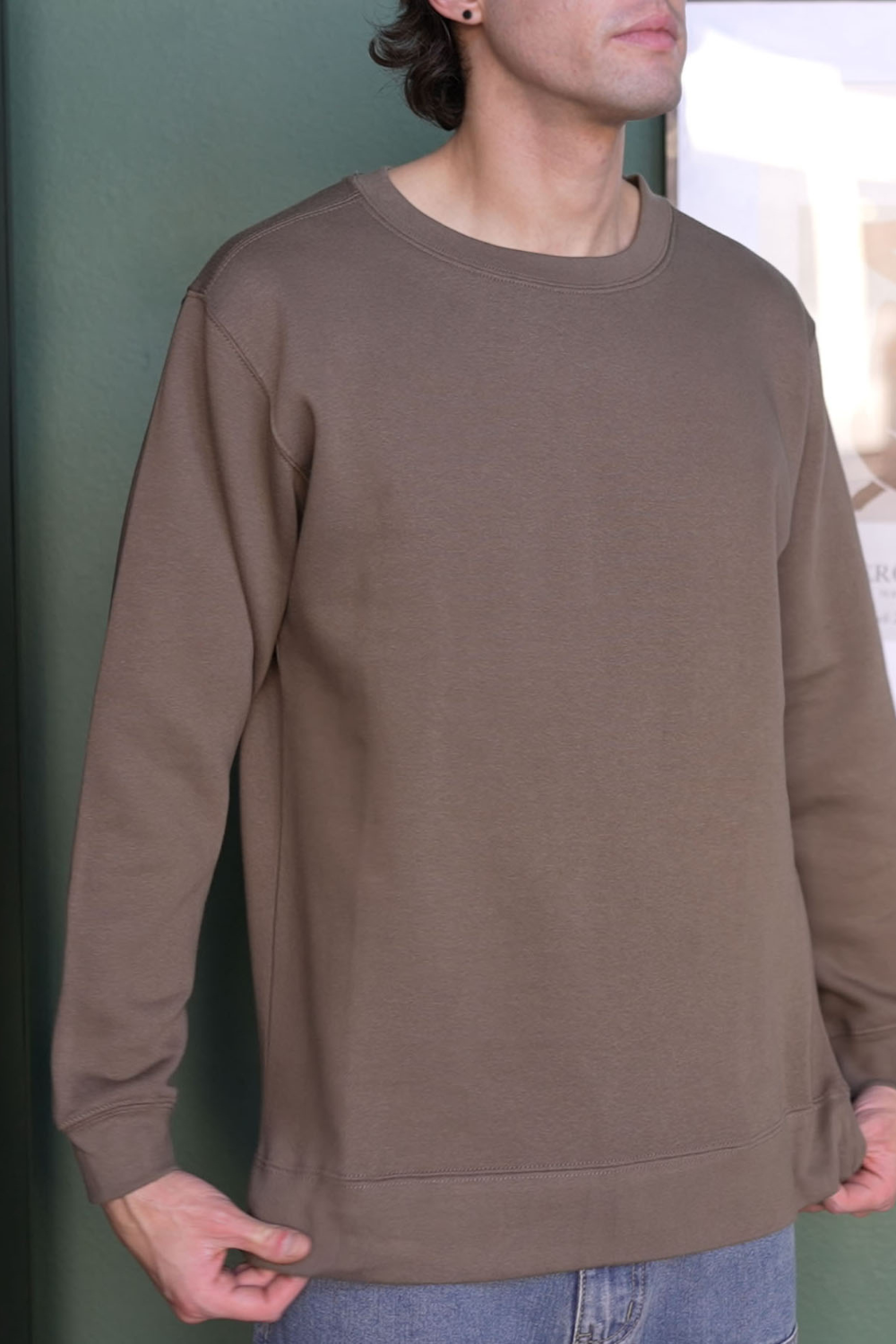 Basic Solid Crew-Neck Sweatshirt