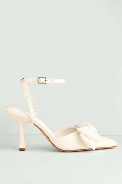 Alua Bow Detail Anklestrap Court Shoes in White