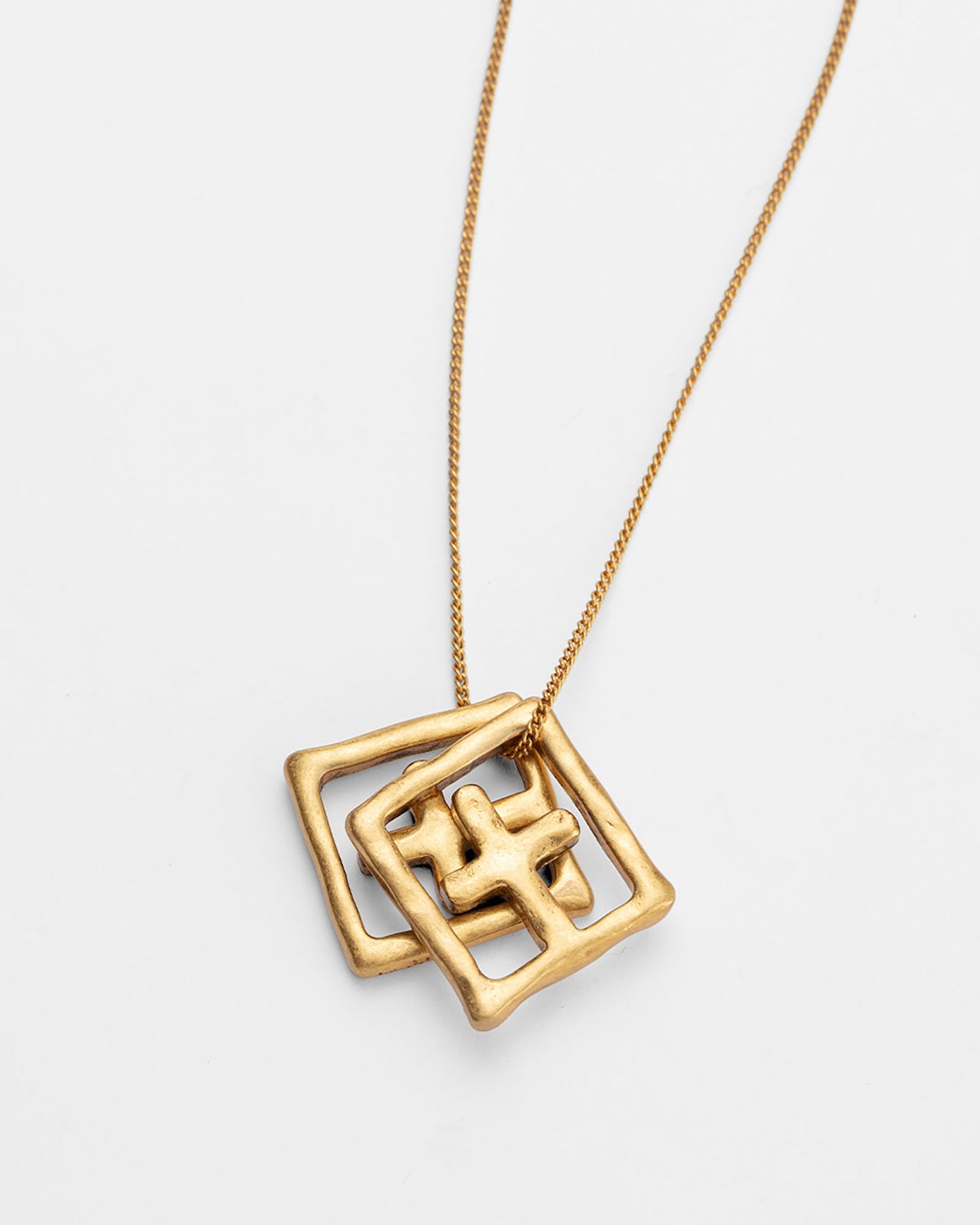 18K AGED BOX CROSS NECKLACE