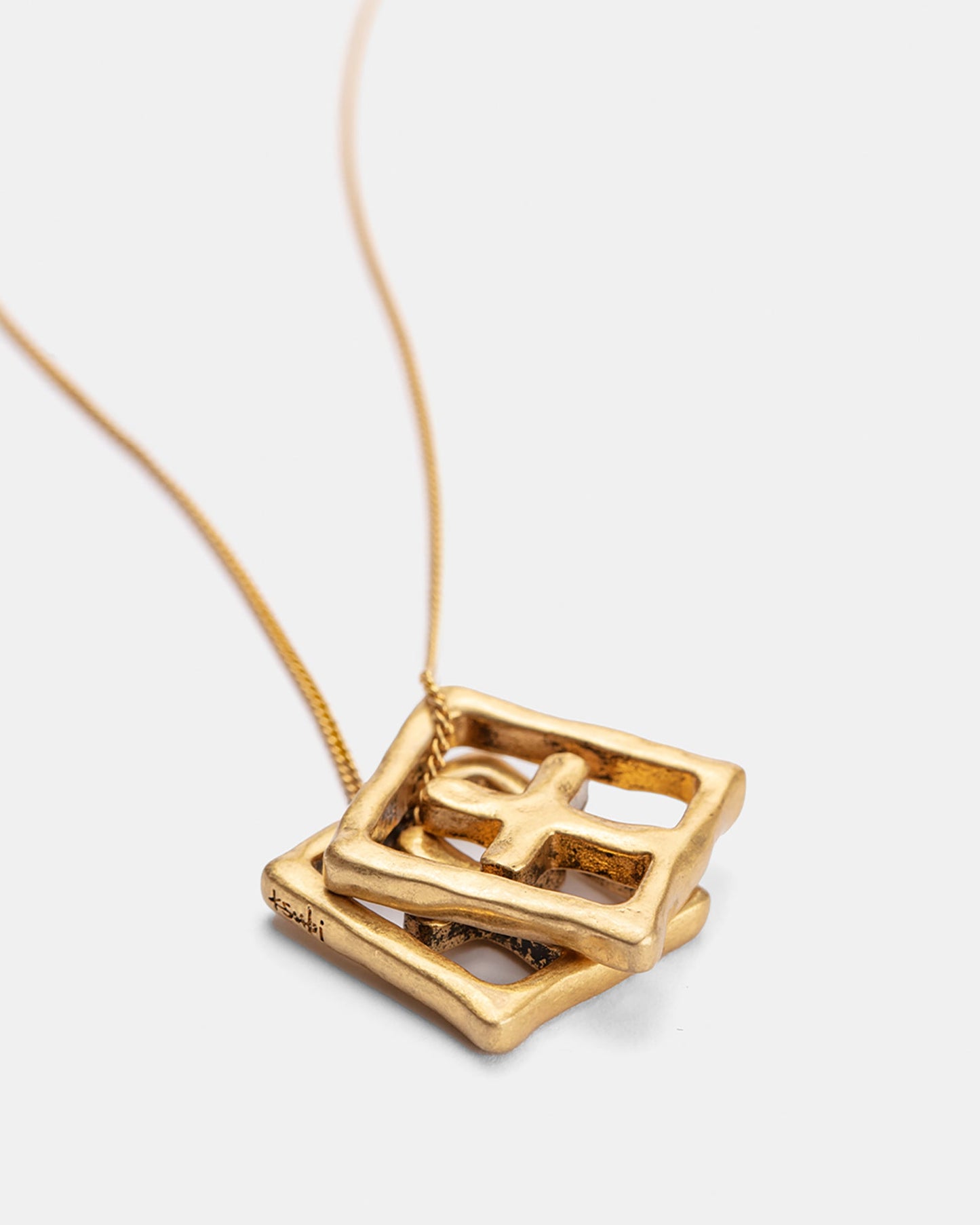18K AGED BOX CROSS NECKLACE