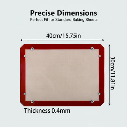 Silicone Baking Mat with Clips—Leak-Proof, Non-Stick Silicone Fiber Oven Mat (11.81 × 15.75 inches)