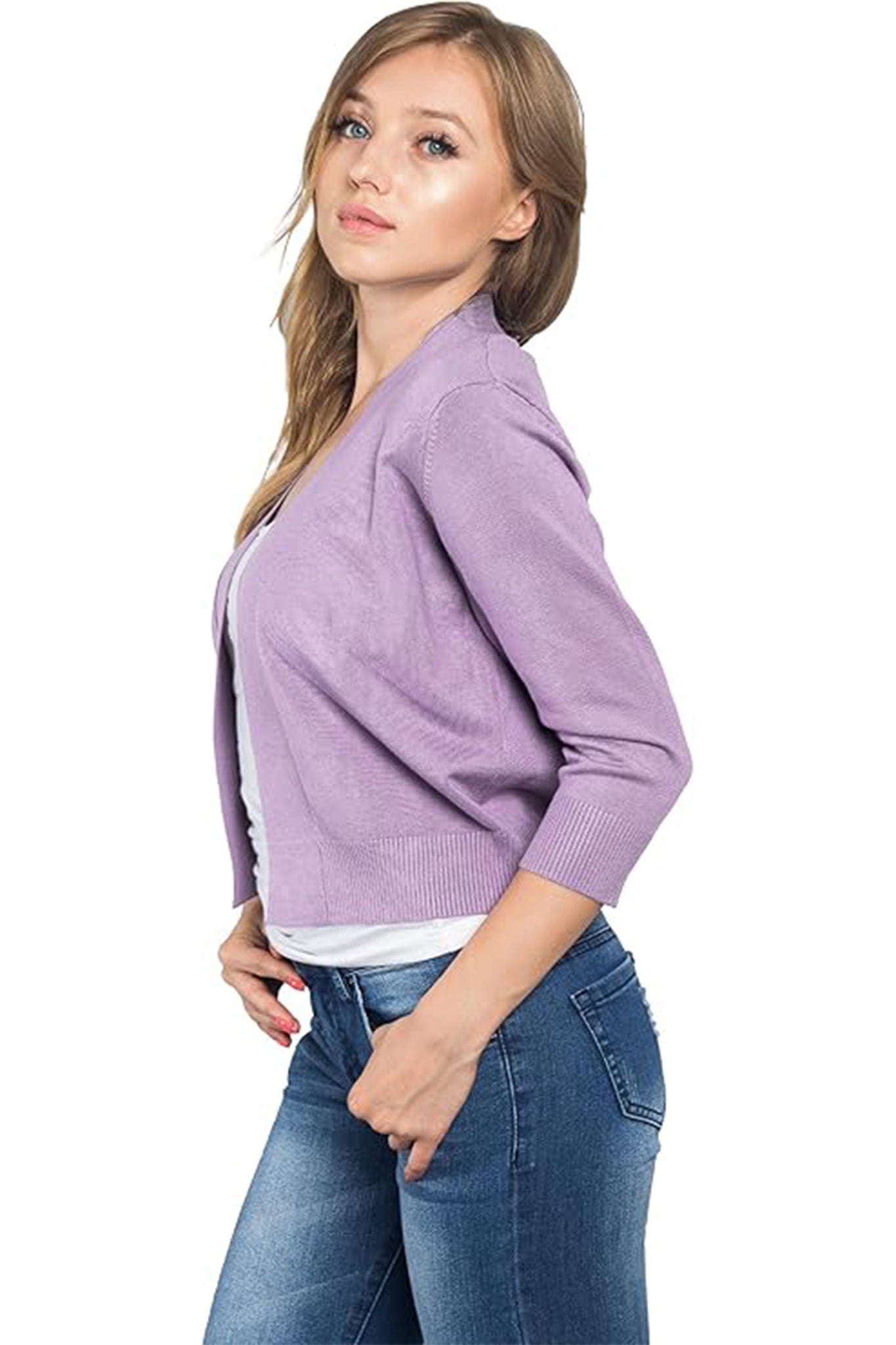 Women's Classic 3/4 Sleeve Cropped Cardigan