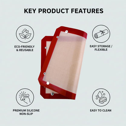 Silicone Baking Mat with Clips—Leak-Proof, Non-Stick Silicone Fiber Oven Mat (11.81 × 15.75 inches)