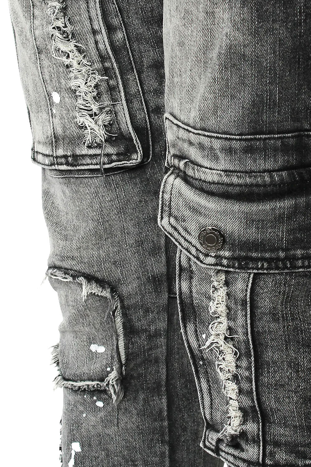 Two Tone Cargo Pocket Denim Jeans