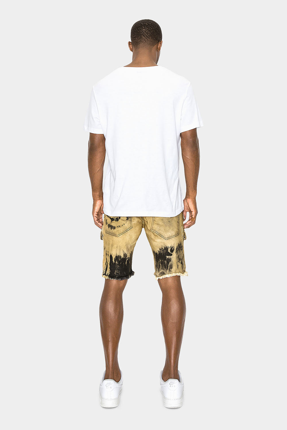 Slim Fit Dyed Cargo Denim Shorts