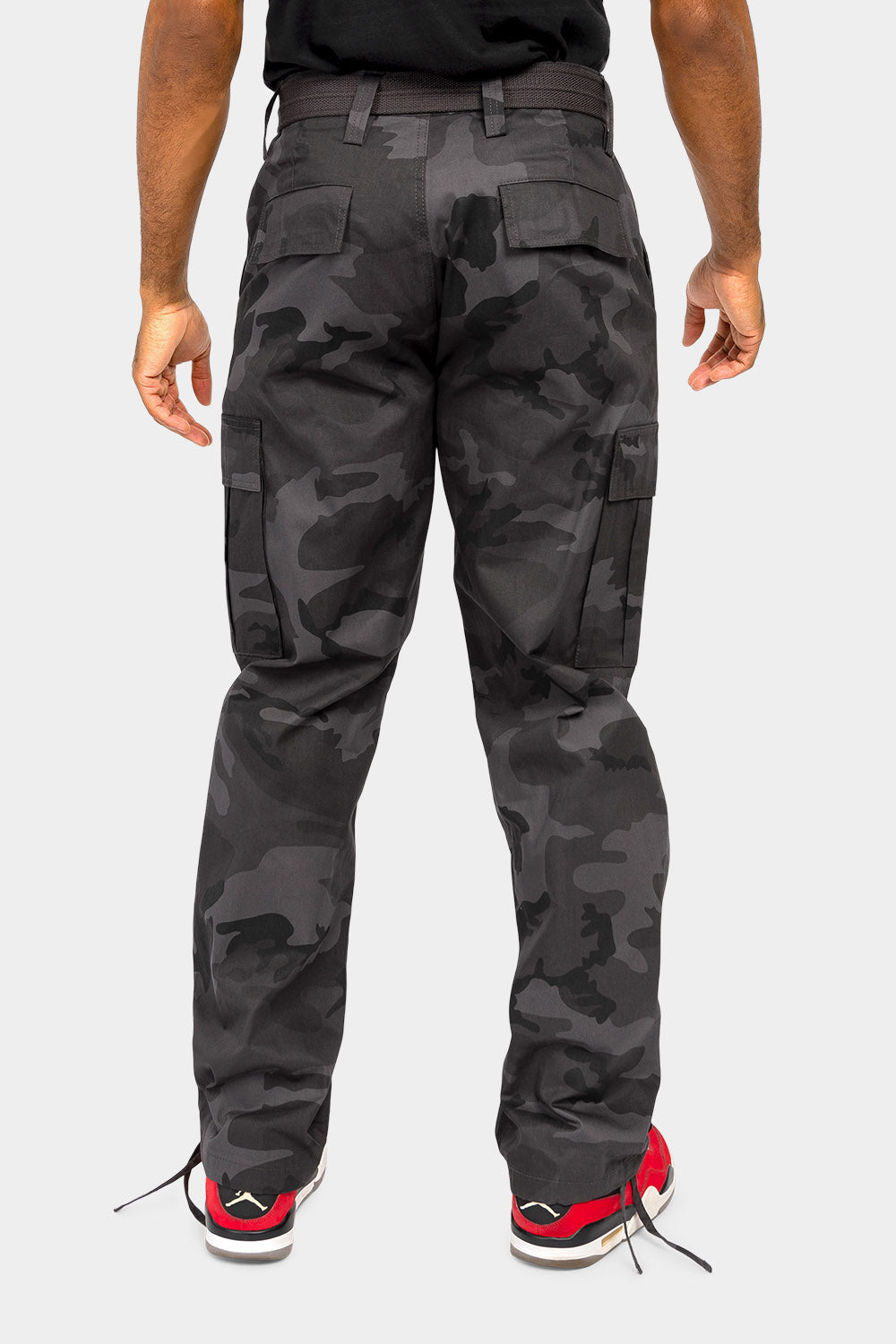 Essential Canvas Cargo Camo Pants with Belt