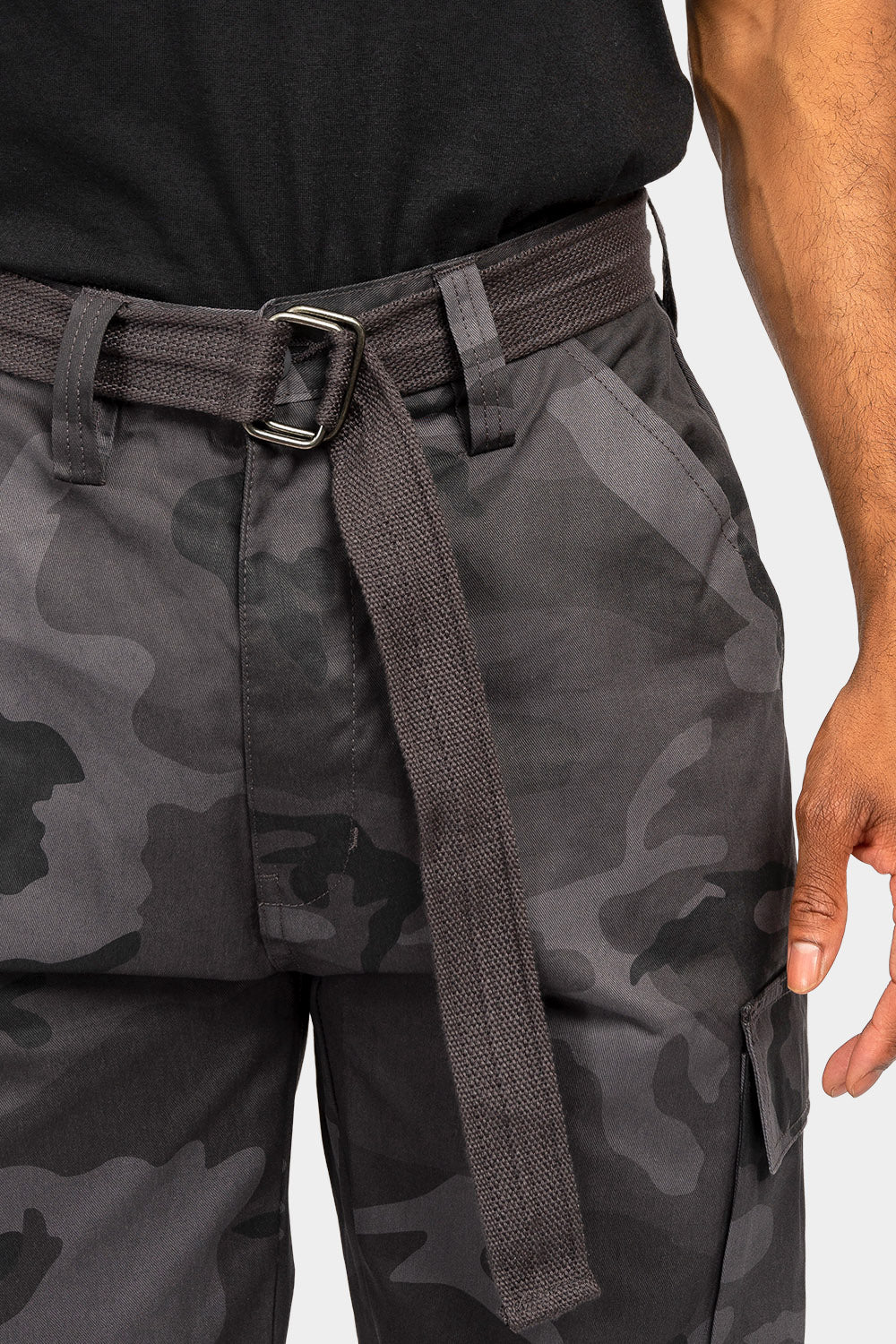 Essential Canvas Cargo Camo Pants with Belt