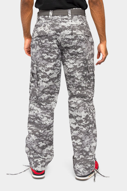 Essential Canvas Cargo Camo Pants with Belt