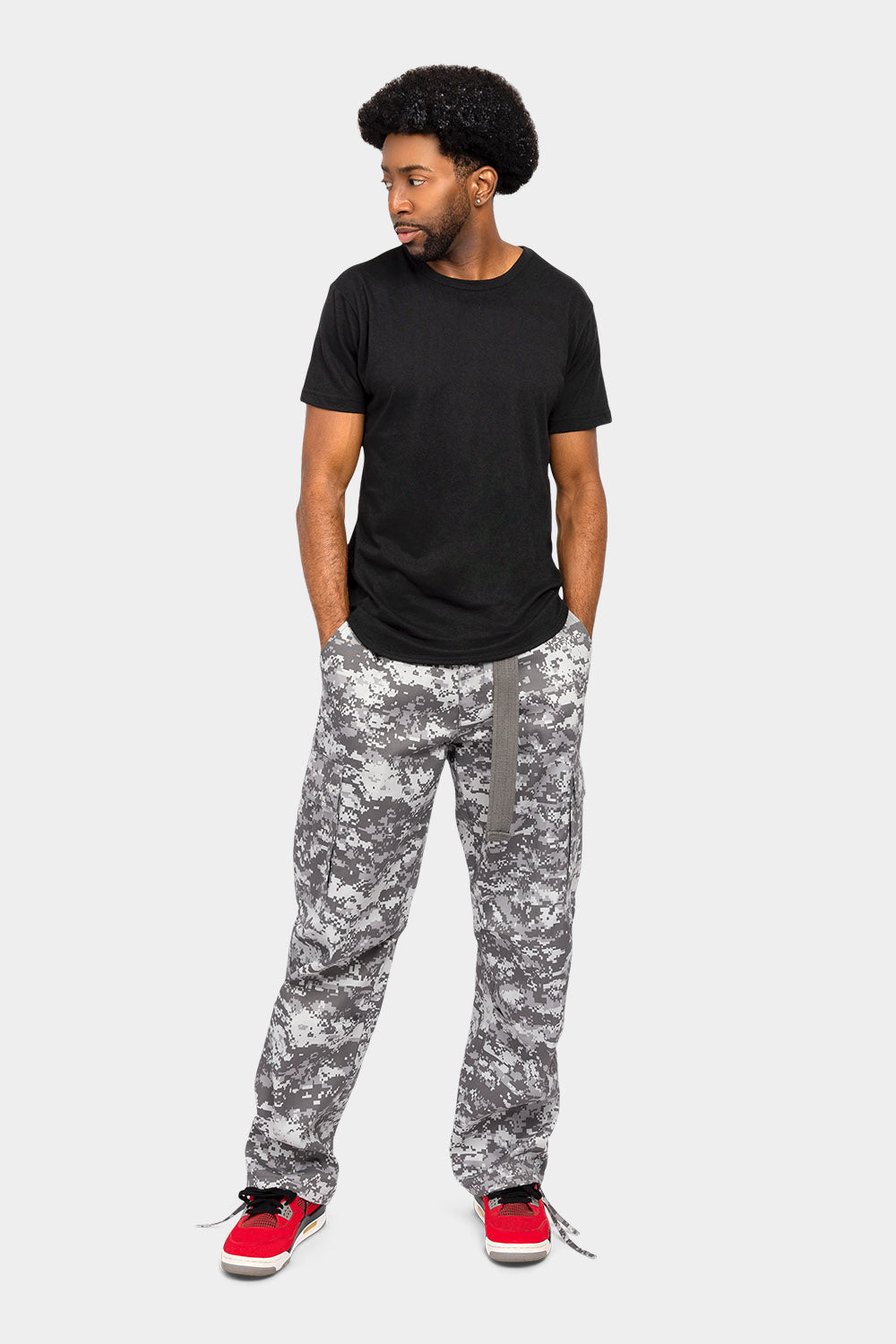 Essential Canvas Cargo Camo Pants with Belt
