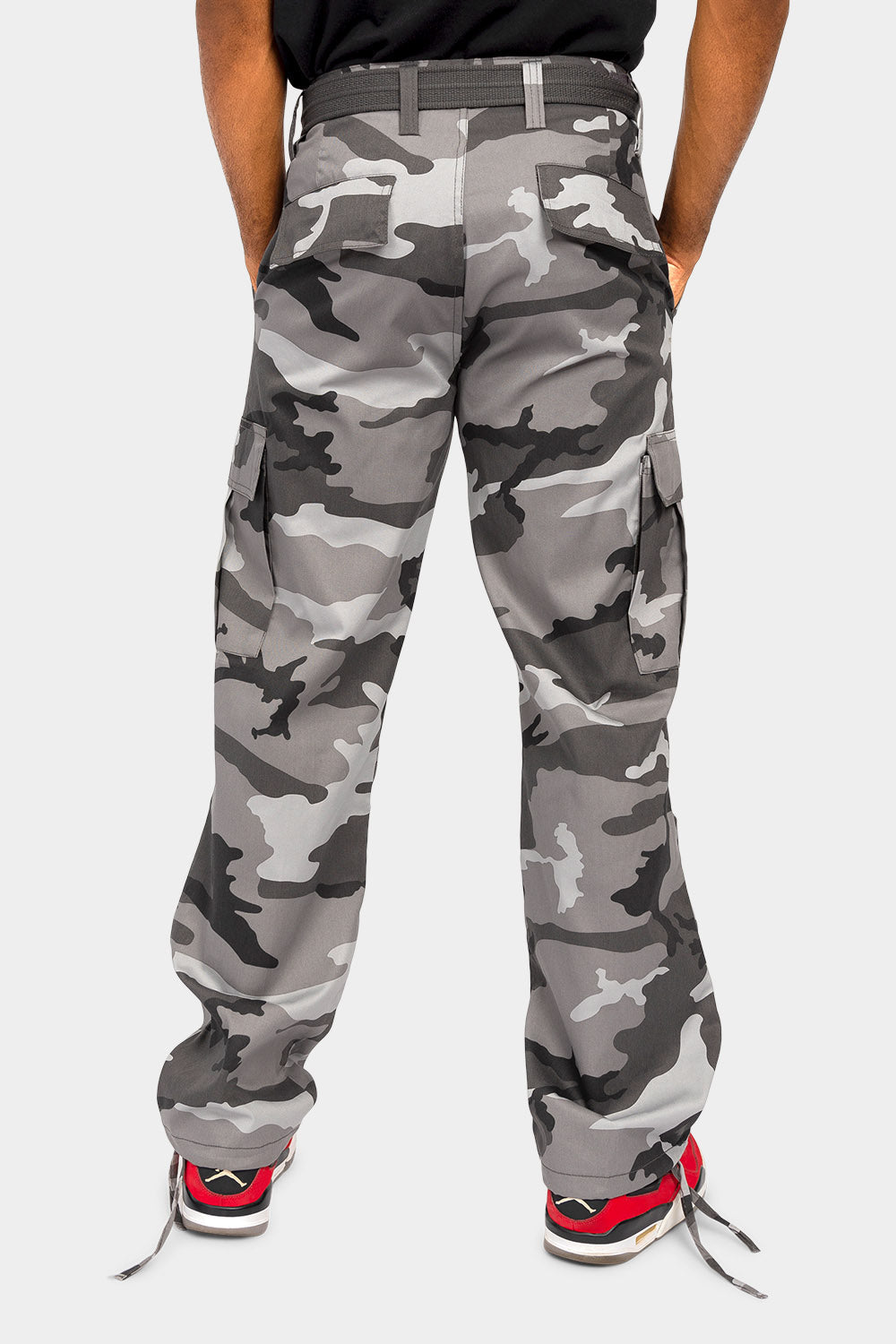Essential Canvas Cargo Camo Pants with Belt