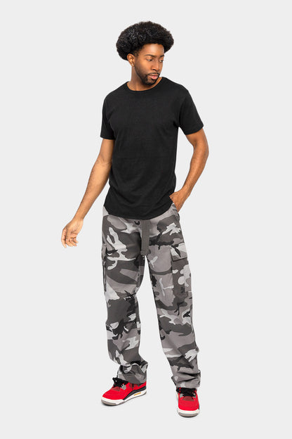 Essential Canvas Cargo Camo Pants with Belt